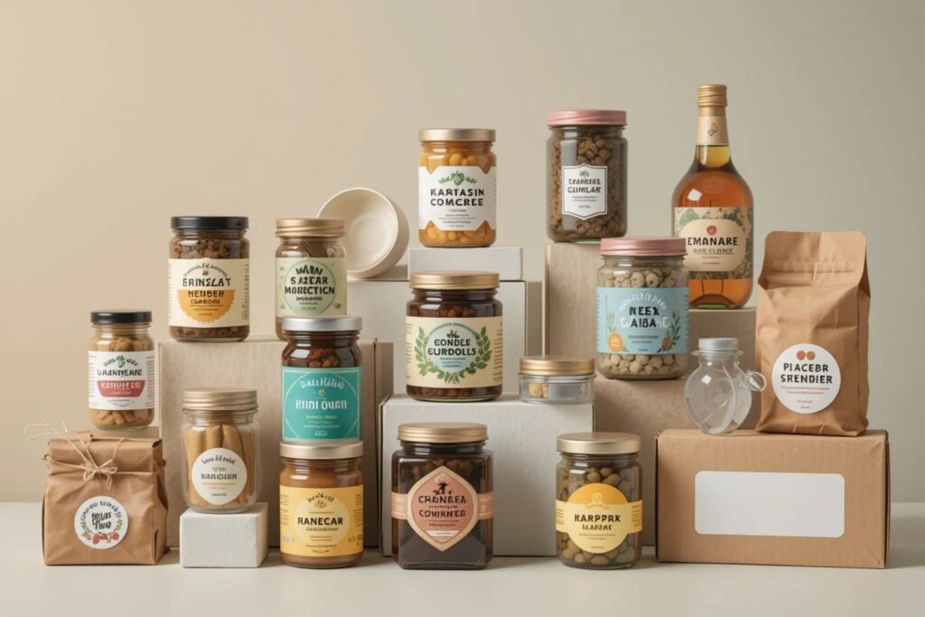 Custom food labels, stickers, and eco-friendly packaging for Austin food businesses – circle labels, round stickers, and blank soap boxes by Packaging Ray.