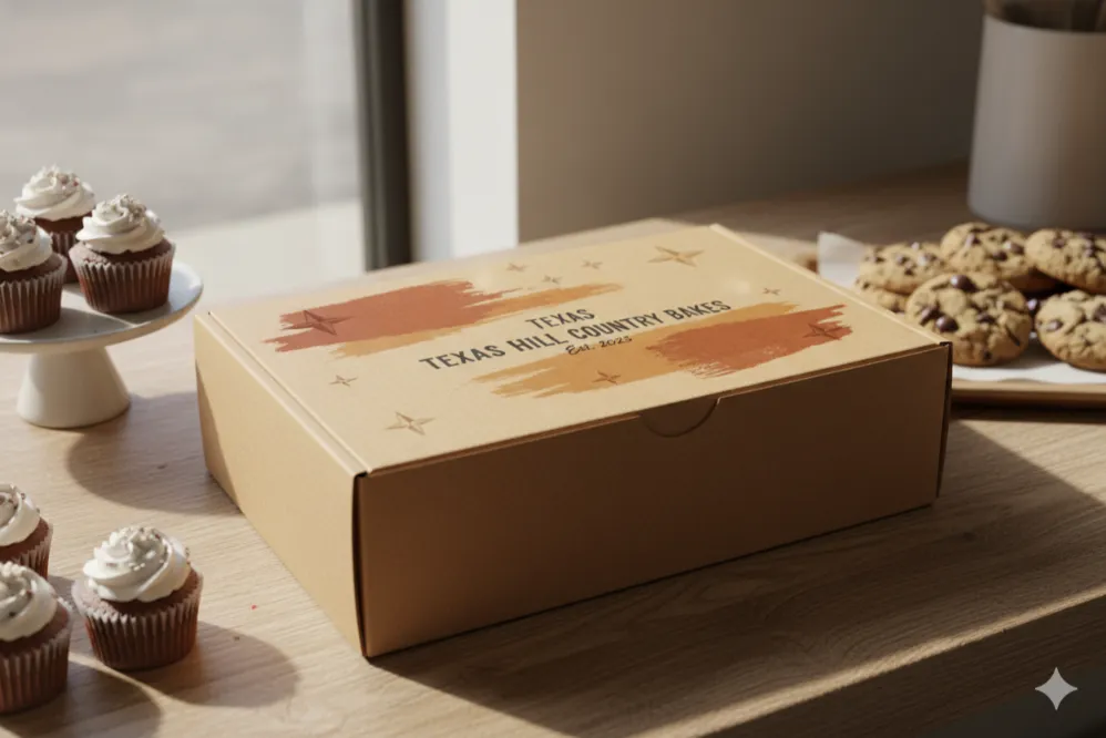 Custom Bakery Box Ideas to Make Your Bakery Stand Out in Texas 1 Minimal Texas-themed bakery box design for modern bakeries